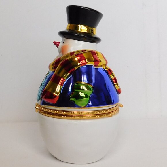 Christopher Radko "Chills Wills" Ceramic Hinged Snowman Trinket Box 6.5" - Picture 2 of 7